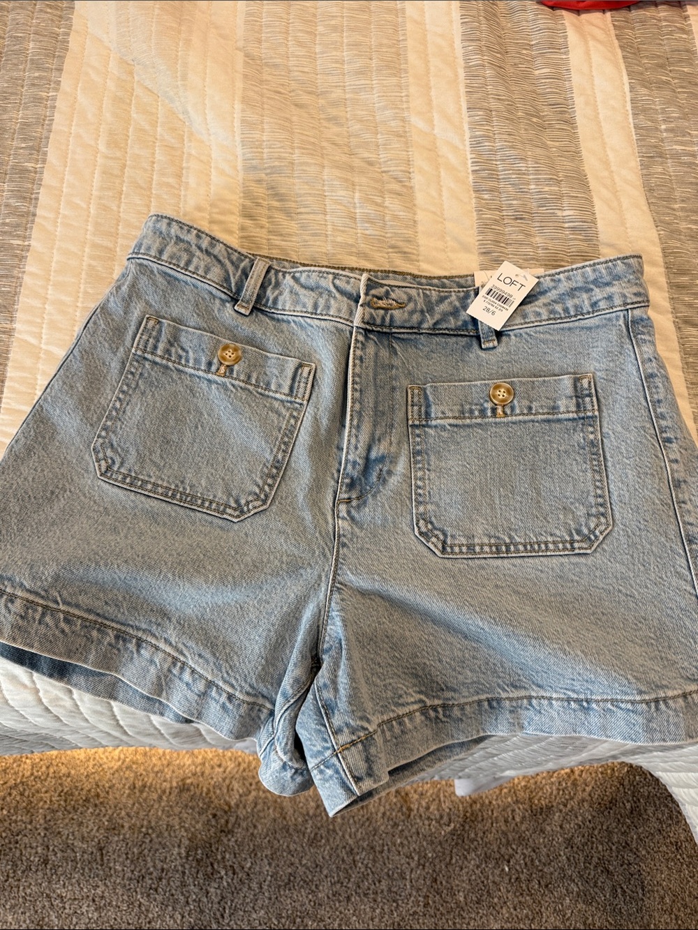 LOFT Light Wash Denim High-Rise Jean Shorts